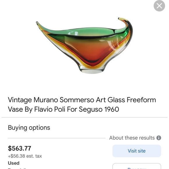 VINTAGE MURANO SOMMERSO HANDBLOWN GLASS VASE - Picture 6 of 6